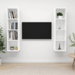 vidaXL Dulapuri TV suspendate, 2 buc. alb, lemn prelucrat