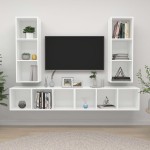 vidaXL Dulapuri TV suspendate, 4 buc. alb, lemn prelucrat