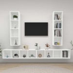 vidaXL Dulapuri TV suspendate, 4 buc. alb, lemn prelucrat