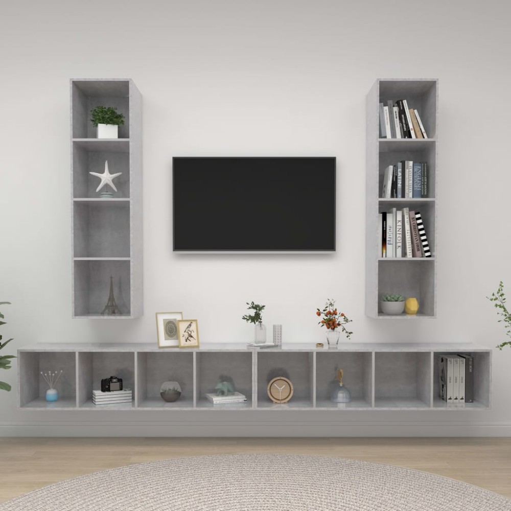 vidaXL Dulapuri TV suspendate, 4 buc, gri beton, lemn prelucrat