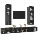 vidaXL Dulapuri TV suspendate, 4 buc., gri lucios, lemn prelucrat