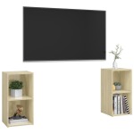 vidaXL Dulapuri TV 2 buc., stejar Sonoma,72x35x36,5 cm, lemn prelucrat