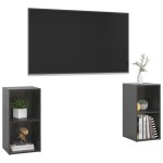vidaXL Dulapuri TV 2 buc gri extralucios 72x35x36,5 cm lemn prelucrat vidaXL Dulapuri TV 2 buc gri extralucios 72x35x36,5 cm lemn prelucrat