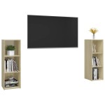 vidaXL Dulapuri TV, 2 buc, stejar sonoma, 107x35x37 cm, lemn prelucrat