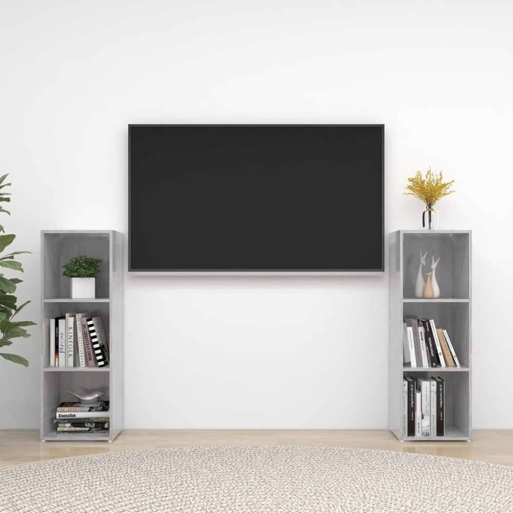 vidaXL Dulapuri TV, 2 buc., gri beton, 107x35x37 cm, lemn prelucrat