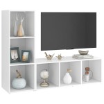 vidaXL Dulapuri TV, 2 buc., alb, 107x35x37 cm, lemn prelucrat
