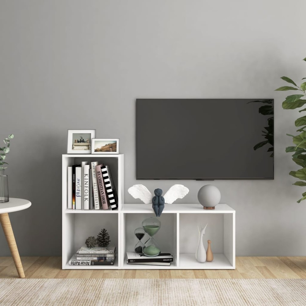 vidaXL Dulapuri TV, 2 buc., alb, 72x35x36,5 cm, lemn prelucrat
