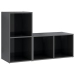 vidaXL Dulapuri TV 2 buc gri extralucios 72x35x36,5 cm lemn prelucrat vidaXL Dulapuri TV 2 buc gri extralucios 72x35x36,5 cm lemn prelucrat