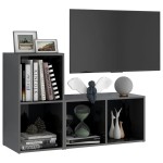 vidaXL Dulapuri TV 2 buc gri extralucios 72x35x36,5 cm lemn prelucrat vidaXL Dulapuri TV 2 buc gri extralucios 72x35x36,5 cm lemn prelucrat