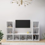 vidaXL Dulapuri TV, 2 buc., alb, 107x35x37 cm, lemn prelucrat