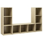 vidaXL Dulapuri TV, 3 buc stejar sonoma, 107x35x37 cm, lemn prelucrat