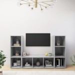 vidaXL Dulapuri TV, 3 buc gri beton, 107x35x37 cm, lemn prelucrat