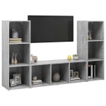 vidaXL Dulapuri TV, 3 buc gri beton, 107x35x37 cm, lemn prelucrat