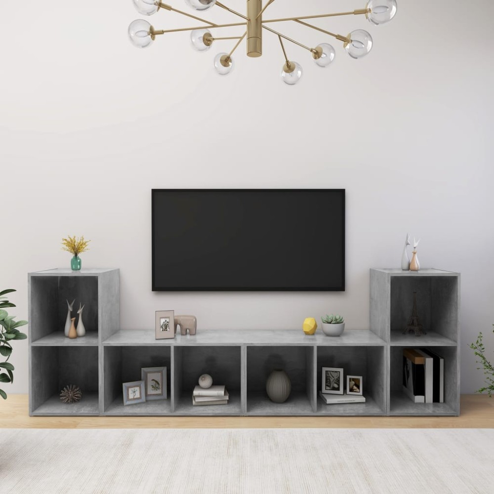 vidaXL Dulapuri TV 2 buc gri beton, 72x35x36,5 cm lemn prelucrat