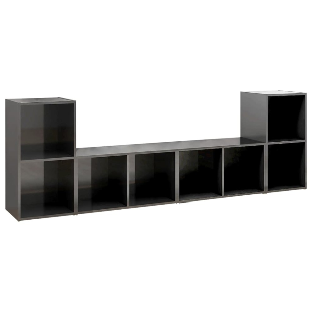 vidaXL Dulapuri TV 4 buc gri extralucios 72x35x36,5 cm lemn prelucrat