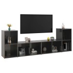 vidaXL Dulapuri TV 4 buc gri extralucios 72x35x36,5 cm lemn prelucrat