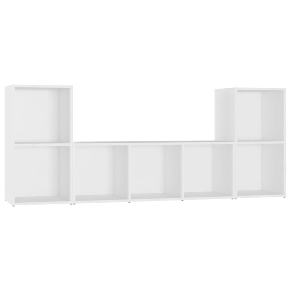 vidaXL Set de dulapuri TV, 3 piese, alb, lemn prelucrat