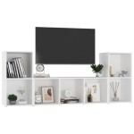 vidaXL Set de dulapuri TV, 3 piese, alb, lemn prelucrat vidaXL Set de dulapuri TV, 3 piese, alb, lemn prelucrat