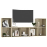 vidaXL Set de dulapuri TV, 3 piese, stejar Sonoma, lemn prelucrat vidaXL Set de dulapuri TV, 3 piese, stejar Sonoma, lemn prelucrat