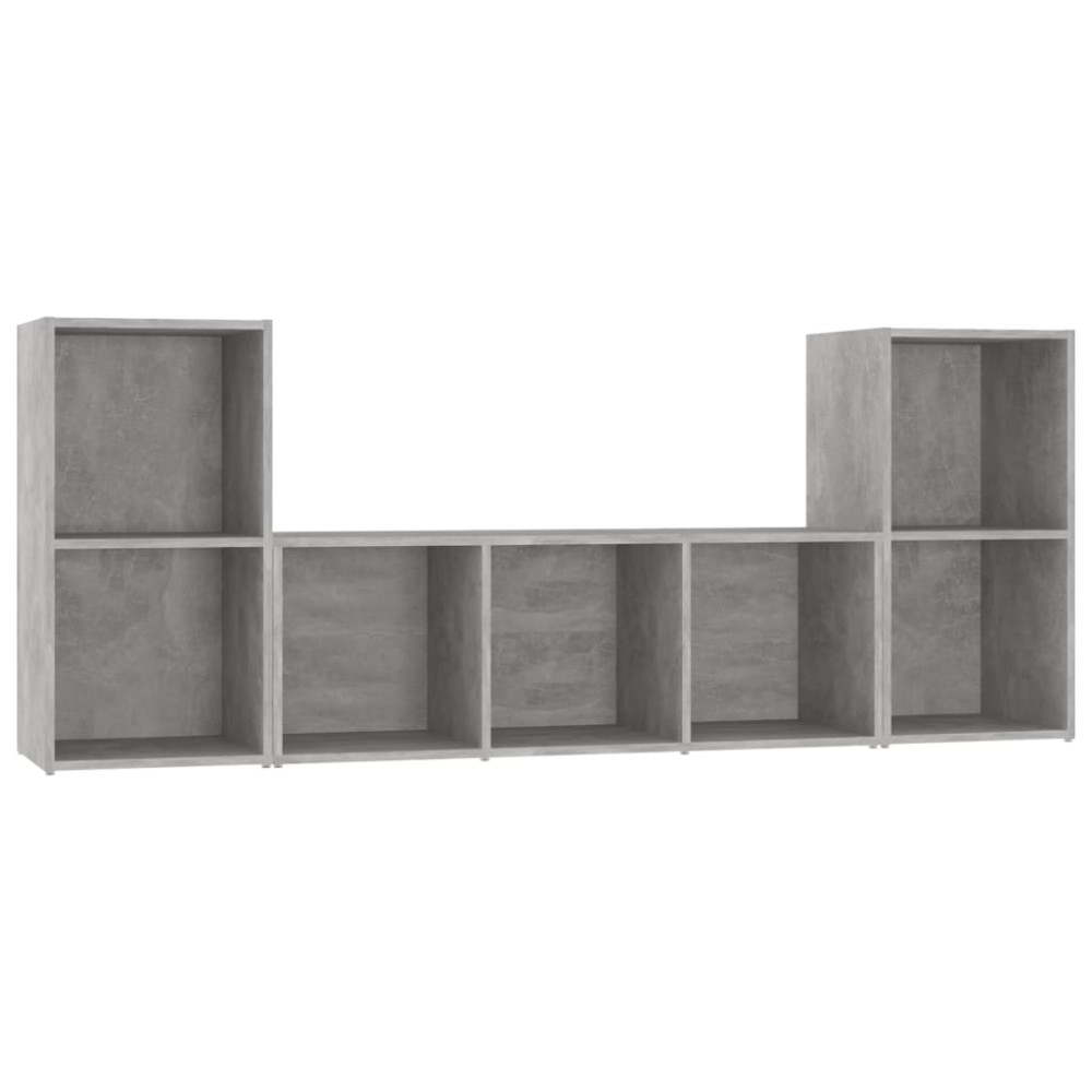 vidaXL Set de dulapuri TV, 3 piese, gri beton, lemn prelucrat