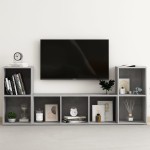 vidaXL Set de dulapuri TV, 3 piese, gri beton, lemn prelucrat vidaXL Set de dulapuri TV, 3 piese, gri beton, lemn prelucrat