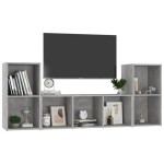 vidaXL Set de dulapuri TV, 3 piese, gri beton, lemn prelucrat vidaXL Set de dulapuri TV, 3 piese, gri beton, lemn prelucrat
