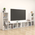 vidaXL Dulapuri TV, 4 buc., alb, 107x35x37 cm, lemn prelucrat