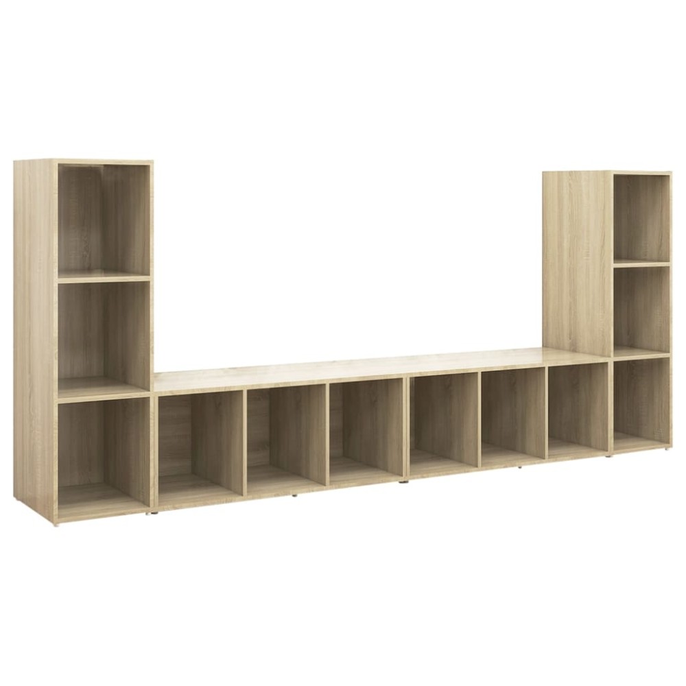 vidaXL Dulapuri TV, 4 buc, stejar sonoma, 107x35x37 cm, lemn prelucrat