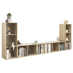 vidaXL Dulapuri TV, 4 buc, stejar sonoma, 107x35x37 cm, lemn prelucrat