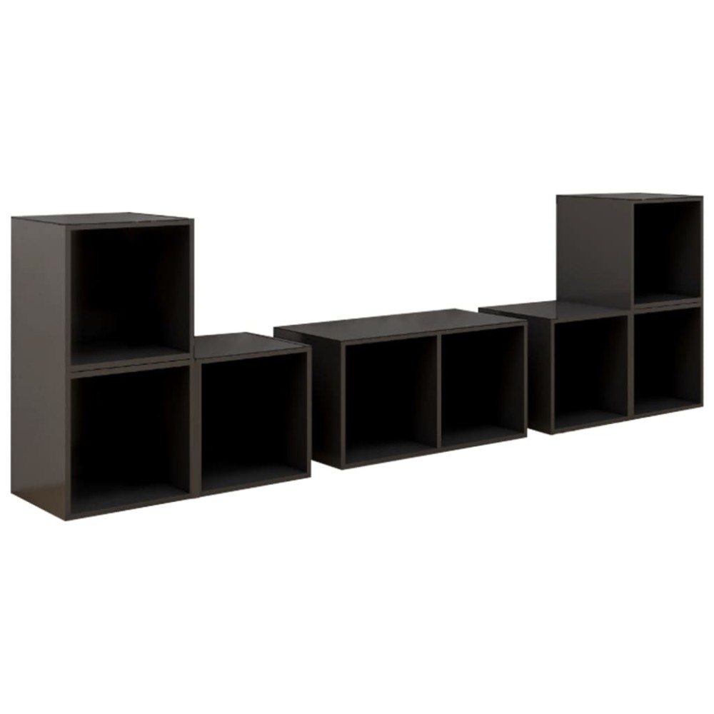 vidaXL Set de dulapuri TV, 6 piese, gri extralucios, lemn prelucrat