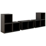 vidaXL Set de dulapuri TV, 6 piese, gri extralucios, lemn prelucrat vidaXL Set de dulapuri TV, 6 piese, gri extralucios, lemn prelucrat
