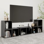 vidaXL Set de dulapuri TV, 6 piese, gri extralucios, lemn prelucrat vidaXL Set de dulapuri TV, 6 piese, gri extralucios, lemn prelucrat