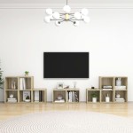 vidaXL Set de dulapuri TV, 8 piese, stejar sonoma, lemn prelucrat vidaXL Set de dulapuri TV, 8 piese, stejar sonoma, lemn prelucrat