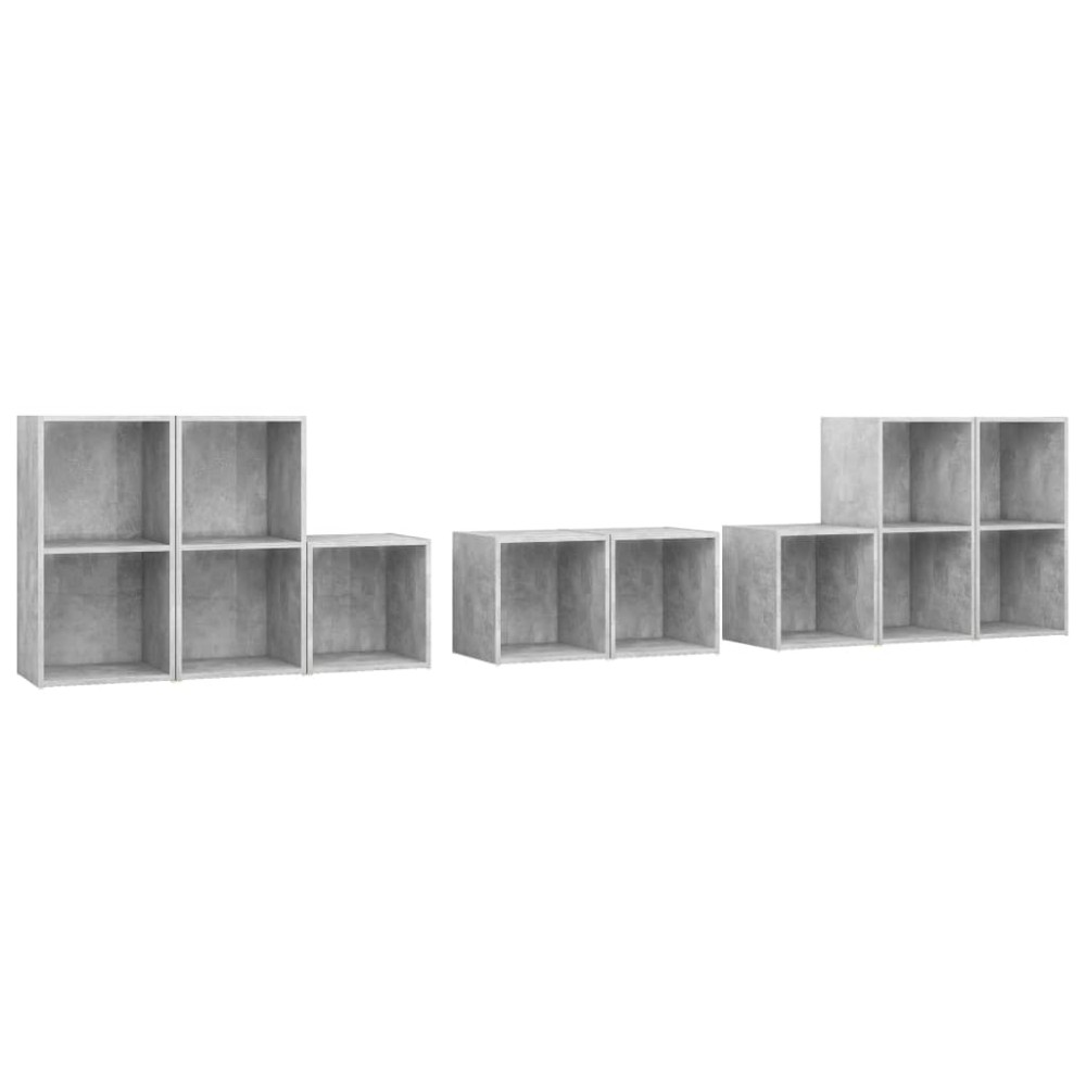 vidaXL Set de dulapuri TV, 8 piese, gri beton, lemn prelucrat