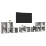 vidaXL Set de dulapuri TV, 8 piese, gri beton, lemn prelucrat vidaXL Set de dulapuri TV, 8 piese, gri beton, lemn prelucrat