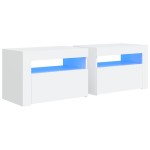vidaXL Noptiere cu LED-uri, 2 buc., alb, 60x35x40 cm vidaXL Noptiere cu LED-uri, 2 buc., alb, 60x35x40 cm