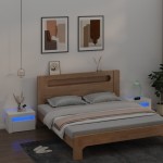 vidaXL Noptiere cu LED-uri, 2 buc., alb, 60x35x40 cm vidaXL Noptiere cu LED-uri, 2 buc., alb, 60x35x40 cm