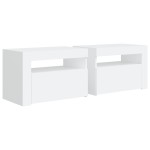 vidaXL Noptiere cu LED-uri, 2 buc., alb, 60x35x40 cm vidaXL Noptiere cu LED-uri, 2 buc., alb, 60x35x40 cm