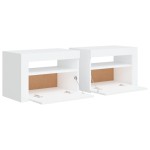vidaXL Noptiere cu LED-uri, 2 buc., alb, 60x35x40 cm vidaXL Noptiere cu LED-uri, 2 buc., alb, 60x35x40 cm