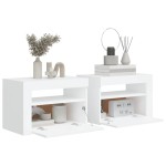 vidaXL Noptiere cu LED-uri, 2 buc., alb, 60x35x40 cm vidaXL Noptiere cu LED-uri, 2 buc., alb, 60x35x40 cm