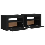 vidaXL Noptiere cu LED-uri, 2 buc., negru, 60x35x40 cm