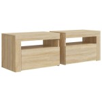 vidaXL Noptiere cu LED-uri, 2 buc., stejar sonoma, 60x35x40 cm
