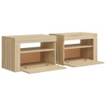 vidaXL Noptiere cu LED-uri, 2 buc., stejar sonoma, 60x35x40 cm