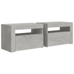 vidaXL Noptiere cu LED-uri, 2 buc., gri beton, 60x35x40 cm