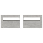 vidaXL Noptiere cu LED-uri, 2 buc., gri beton, 60x35x40 cm
