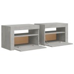 vidaXL Noptiere cu LED-uri, 2 buc., gri beton, 60x35x40 cm