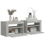 vidaXL Noptiere cu LED-uri, 2 buc., gri beton, 60x35x40 cm