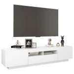 vidaXL Comodă TV cu lumini LED, alb, 180x35x40 cm vidaXL Comodă TV cu lumini LED, alb, 180x35x40 cm