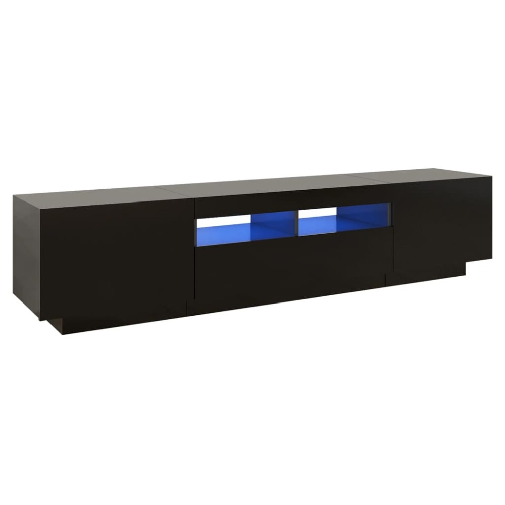 vidaXL Comodă TV cu lumini LED, negru, 180x35x40 cm