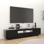 vidaXL Comodă TV cu lumini LED, negru, 180x35x40 cm